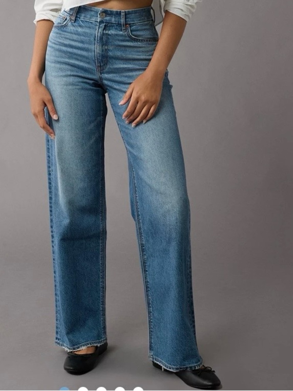 American Eagle Outfitters Women's High-Rise Baggy Straight Leg  Jeans 8 long